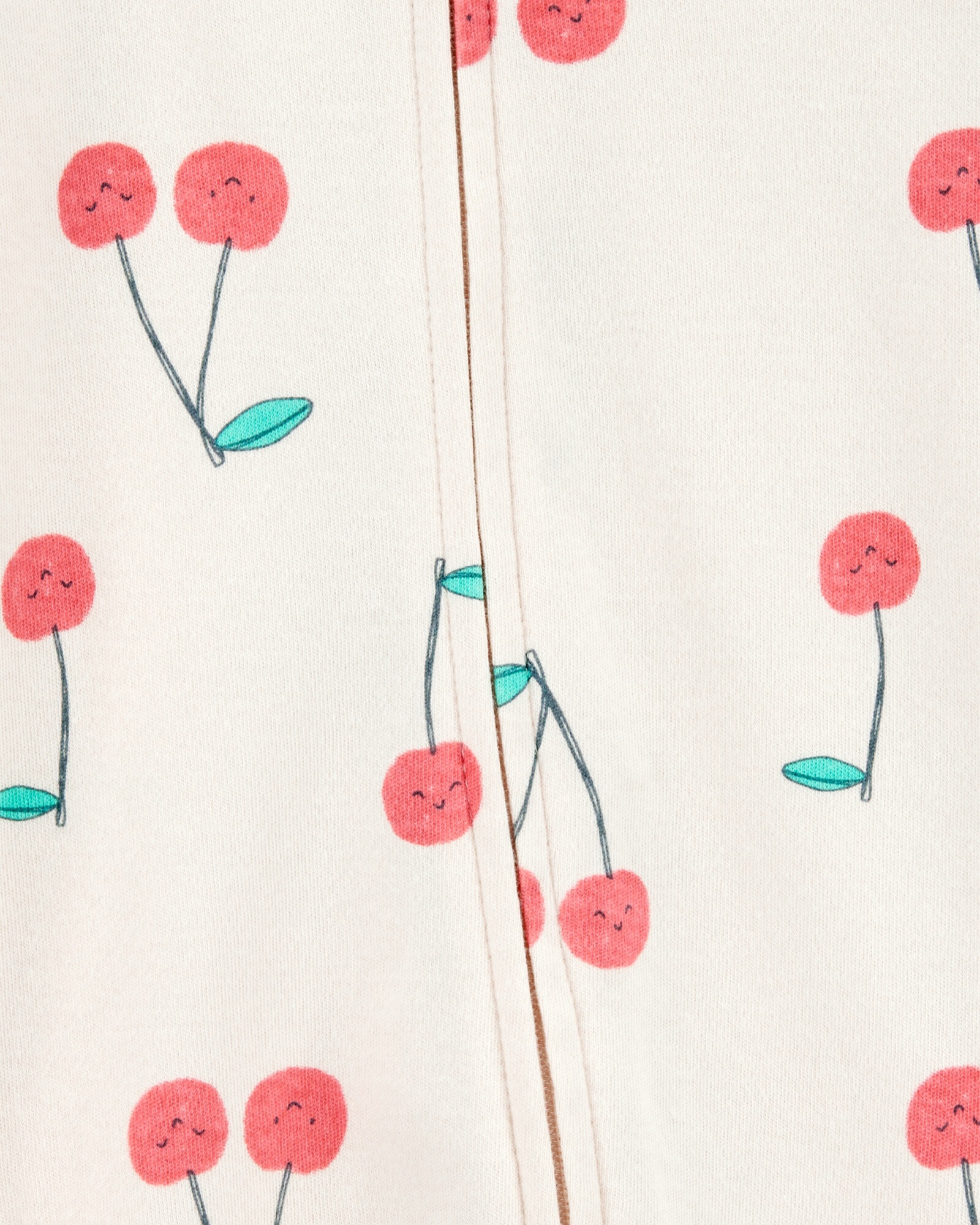 Pijama una pieza de algodón, con pie, diseño cerezas Pijama una pieza de algodón, con pie, diseño cerezas