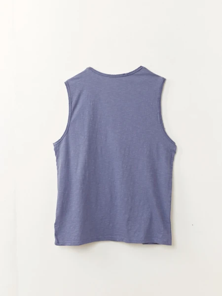 Musculosa slub bolsillo Azul Medio