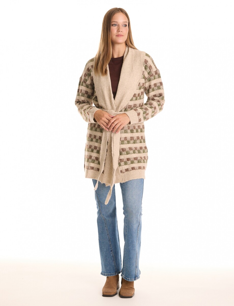 Cardigan Lazo Cuadro - Beige/multi 