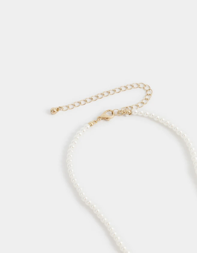 Collares Cortos Mariposa Choker De Perlas - Dorado
