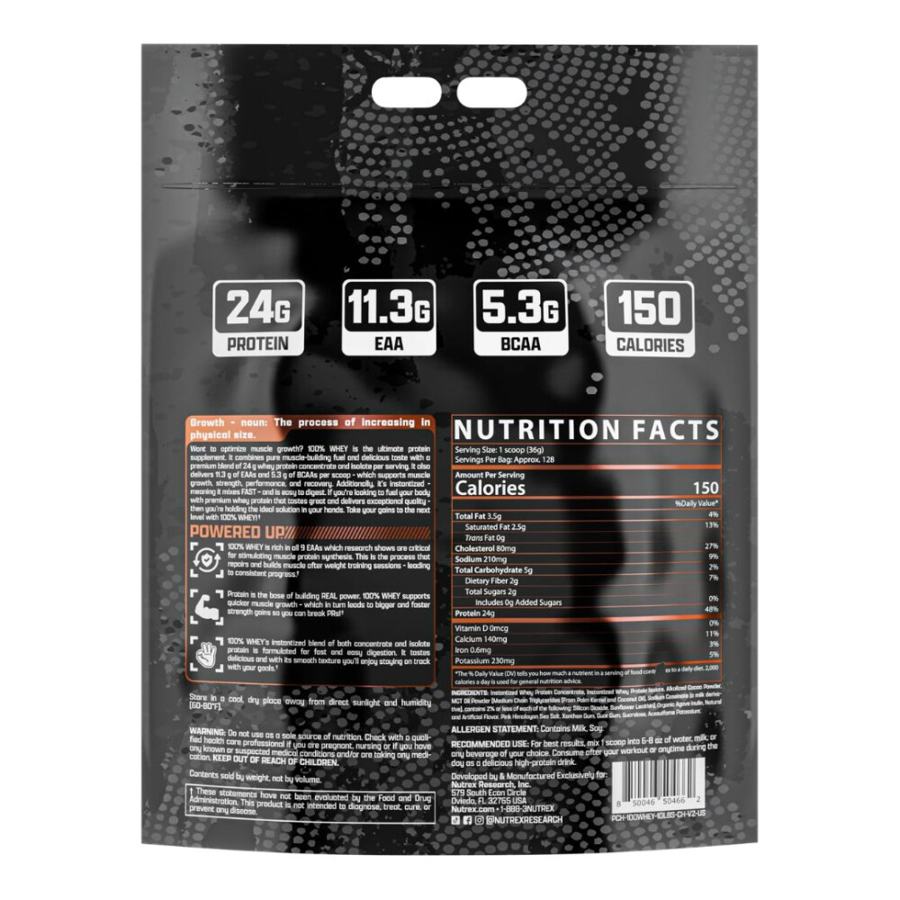 100% Whey Protein Chocolate | Proteína de Suero | 10 lb - Nutrex 100% Whey Protein Chocolate | Proteína de Suero | 10 lb - Nutrex