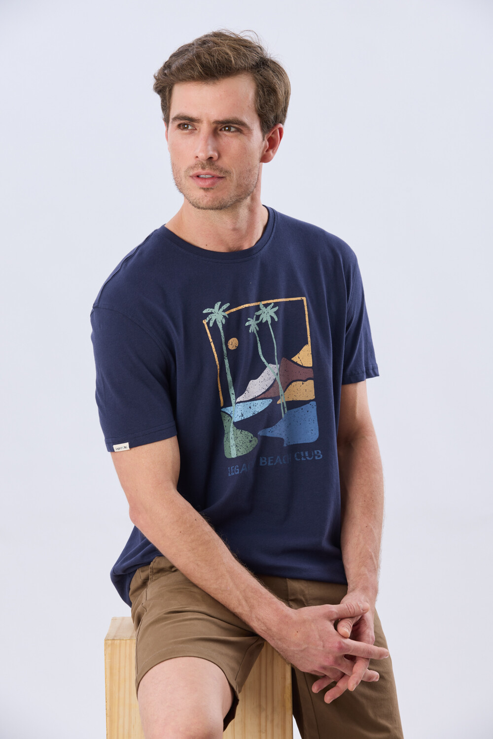 REMERA ESTAMPADA DE ALGODÓN Azul