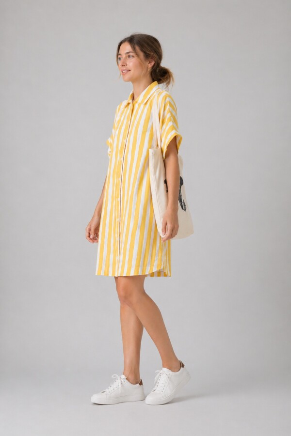 Vestido Camisero Pupa Estampa Amarillo