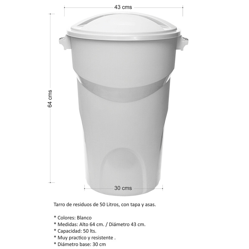 Tarro de Residuos contenedor 50 litros BLANCO