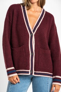 Cardigan Lana Multi Rojo