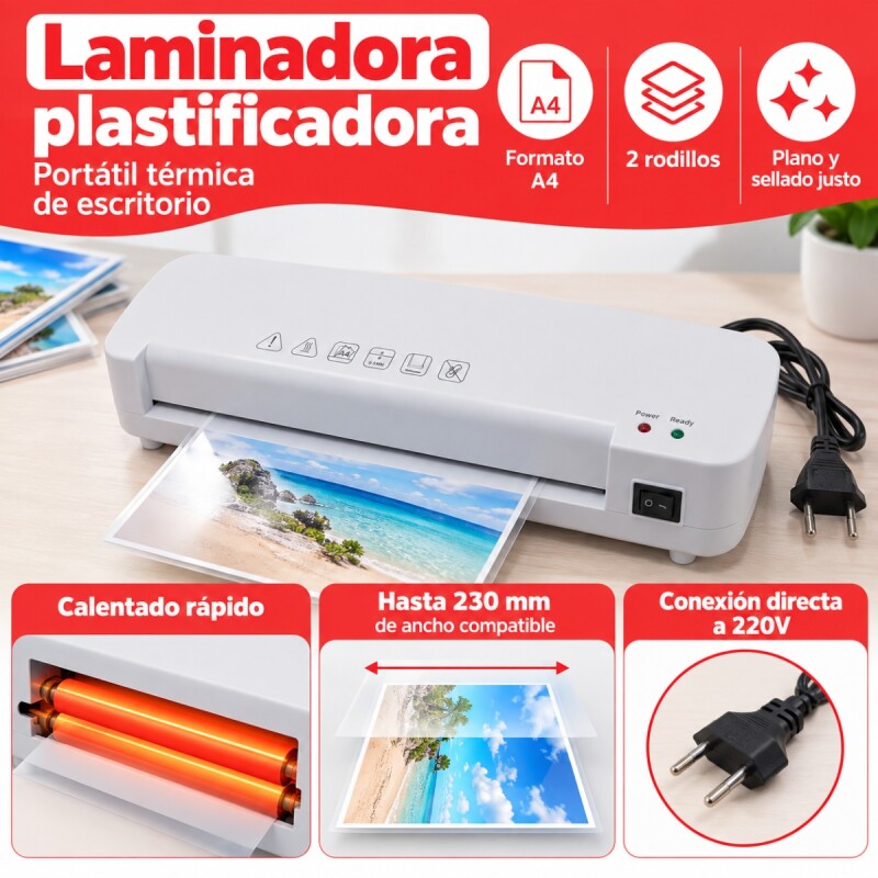 Plastificadora laminadora térmica portátil A4 BLANCO