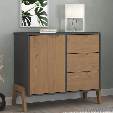 Aparador 3+1 Linea Veneza Grafito/Miel