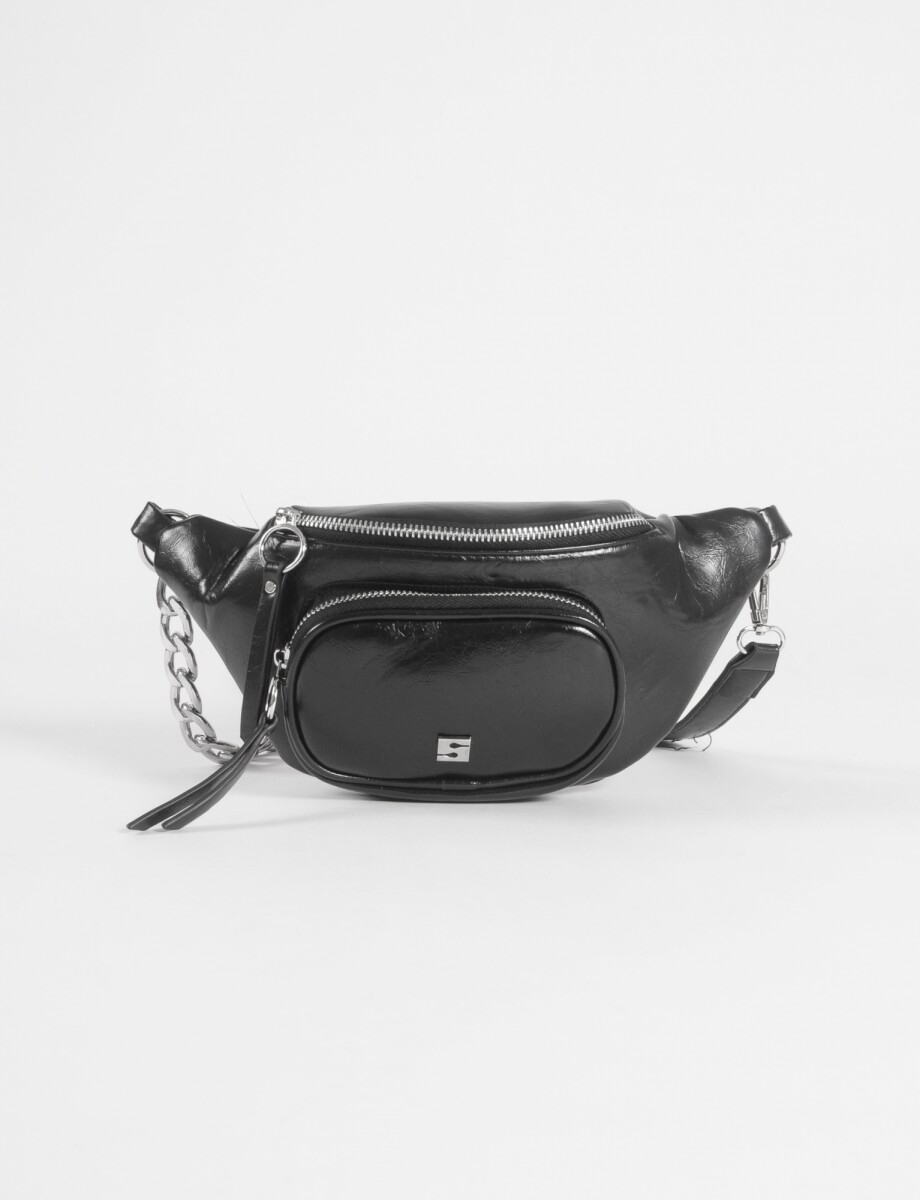 Cartera de hombro con cierres - negro 