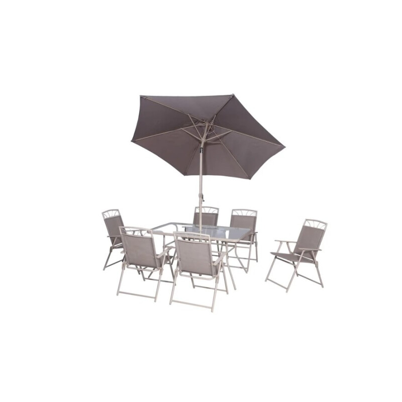Juego de comedor exterior Santa Lucia de acero 8 piezas taupe Juego de comedor exterior Santa Lucia de acero 8 piezas taupe