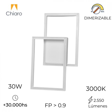 Plafon Spot Led doble marco dimerizable 30W Blanco