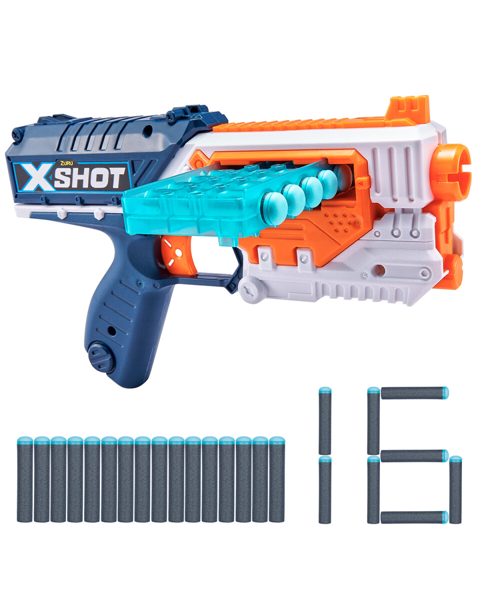 Pistola lanzadora de dardos Zuru X-Shot Excel Quick Slide con 16 dardos 