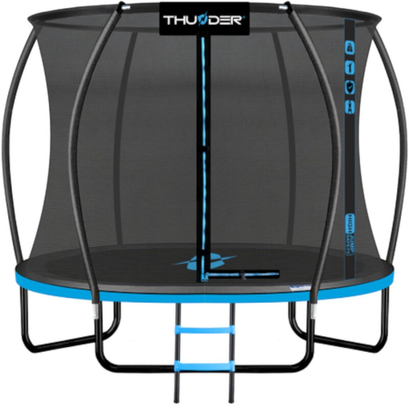 Cama Elástica THUNDER®️ 245 cm con Red y Escalera AZUL