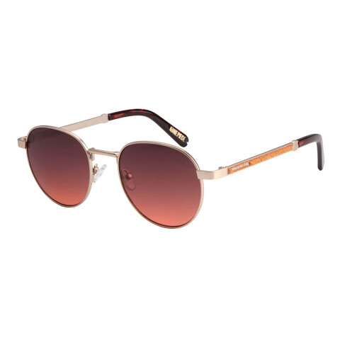 Lentes De Sol One Piece Redondo De Acero Inoxidable Degradado/Dorado