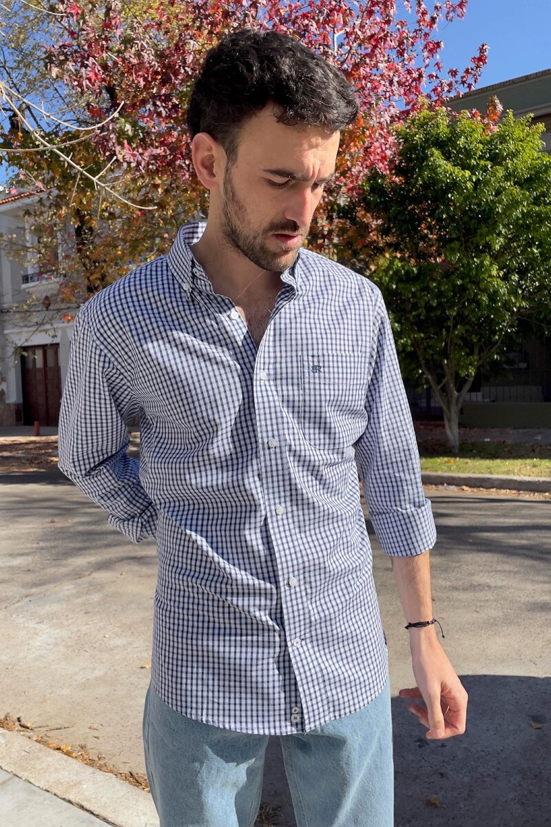Camisa Escocesa Brixton Azul - Blanco