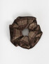 Skunzies Cuadros y Rayas Scrunchie - Marron Medio