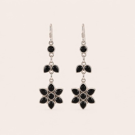Caravanas Onix Flower- Plata 925 Caravanas Onix Flower- Plata 925