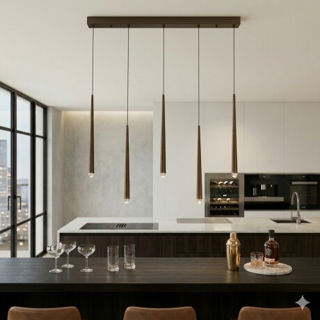 Colgante Led cinco luces lineales tubular 25W Colgante Led cinco luces lineales tubular 25W