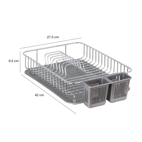 Escurridor de Vajilla para Mesada con Bandeja y Cubiertero Plata/gris