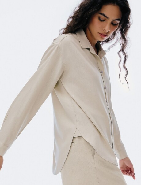 CAMISA DE LINO MANGA LARGA BEIGE