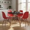 Juego de comedor Con Mesa Circular de 80cm + 4 Sillas Eames Rojo/Negro