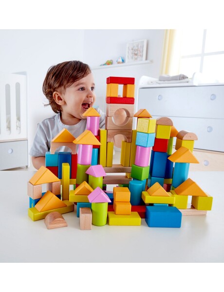 Set de bloques de madera en balde Hape - 100 piezas Set de bloques de madera en balde Hape - 100 piezas