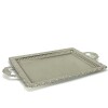 Bandeja metal rectangular con asa Plateada