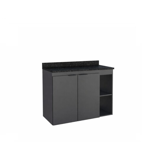 Mueble de baño suspendido Aster Negro 80 cm mesada granito sin bacha Mueble De Baño Suspendido Aster Negro 80 Cm Mesada Granito Sin Bacha