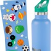 Botella acero inoxidable con sorbito y stickers skip hop celeste