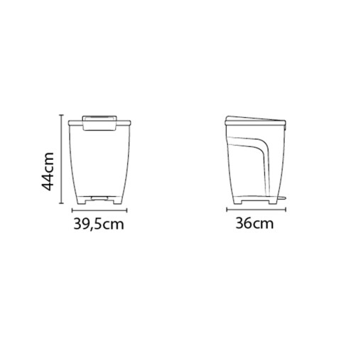 Basurero "T-FORCE" 25 Lt. en polipropileno gris -TRAMONTINA TD0420