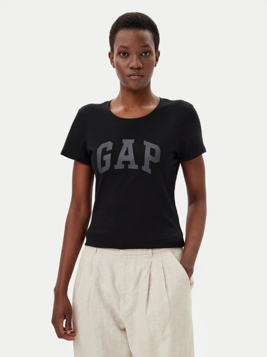 Remera Logo Gap Manga Corta Mujer - True Black 