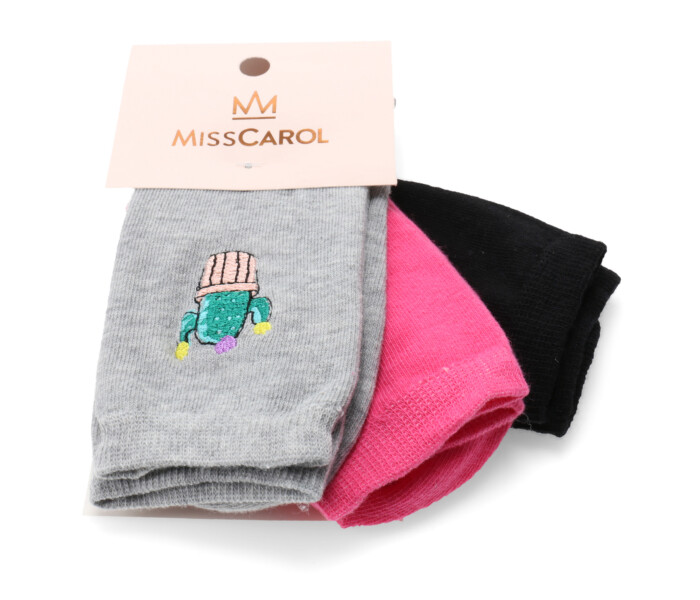 Medias de Mujer Miss Carol Media Embroidery pack X3 Negro / Fucsia / Gris