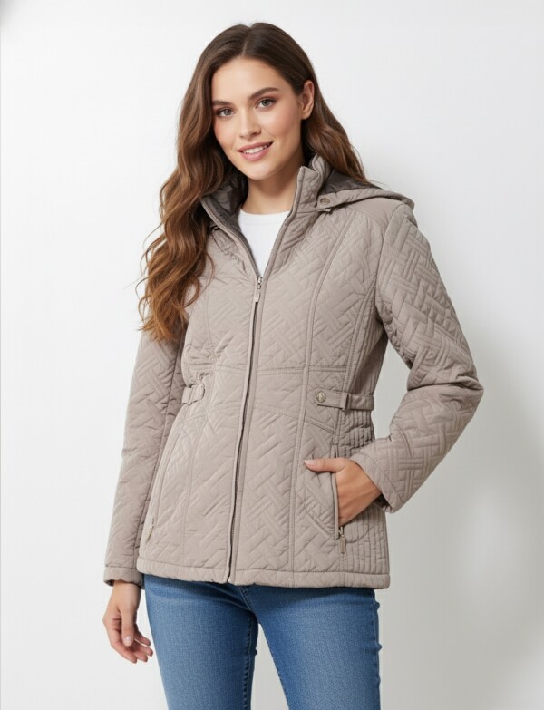 Campera Capitoneada Capucha TOSTADO