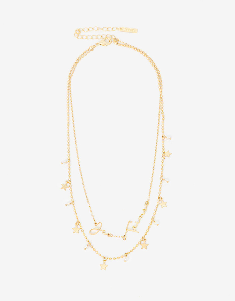 Collares Cortos Strass Collar Layer Je T'aime - Dorado