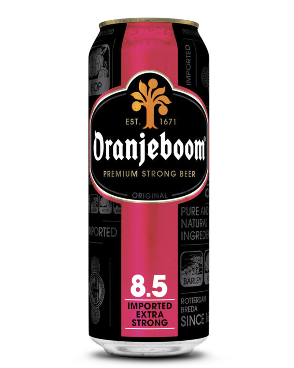 Lata de cerveza Oranjeboom Extra Strong graduación 8.5% de 500cc 
