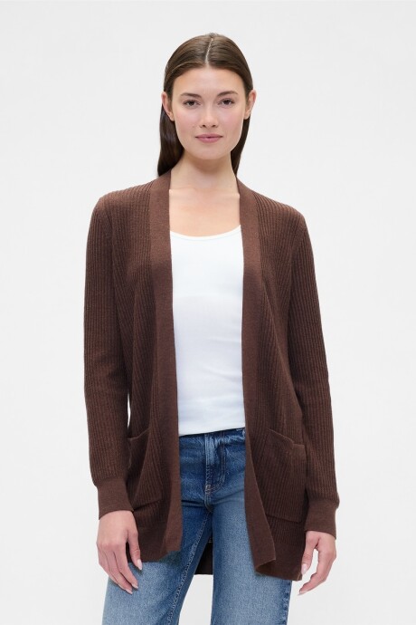 Saco Sin Botones Bella Mujer Dark Brown 1