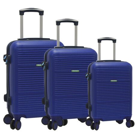 Set de Valijas Rígidas 3 Tamaños 4 Ruedas y Candado p/Viaje Azul