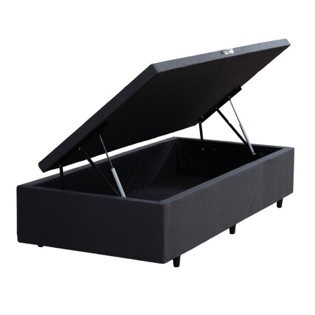 BOX BAÙL 1 PLAZAS BASE DE SOMMIER GUARDARROPA CAMA CON APERTURA LATERAL GRIS