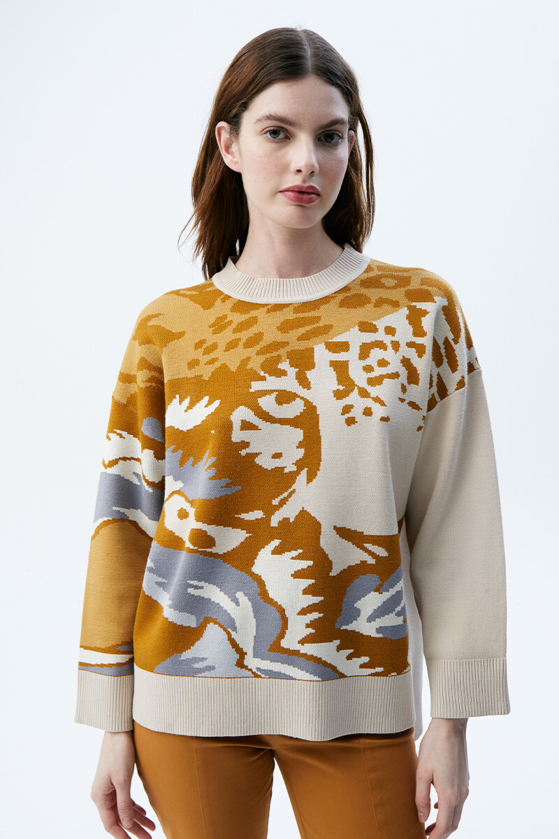Sweater Leopardo - Camel 