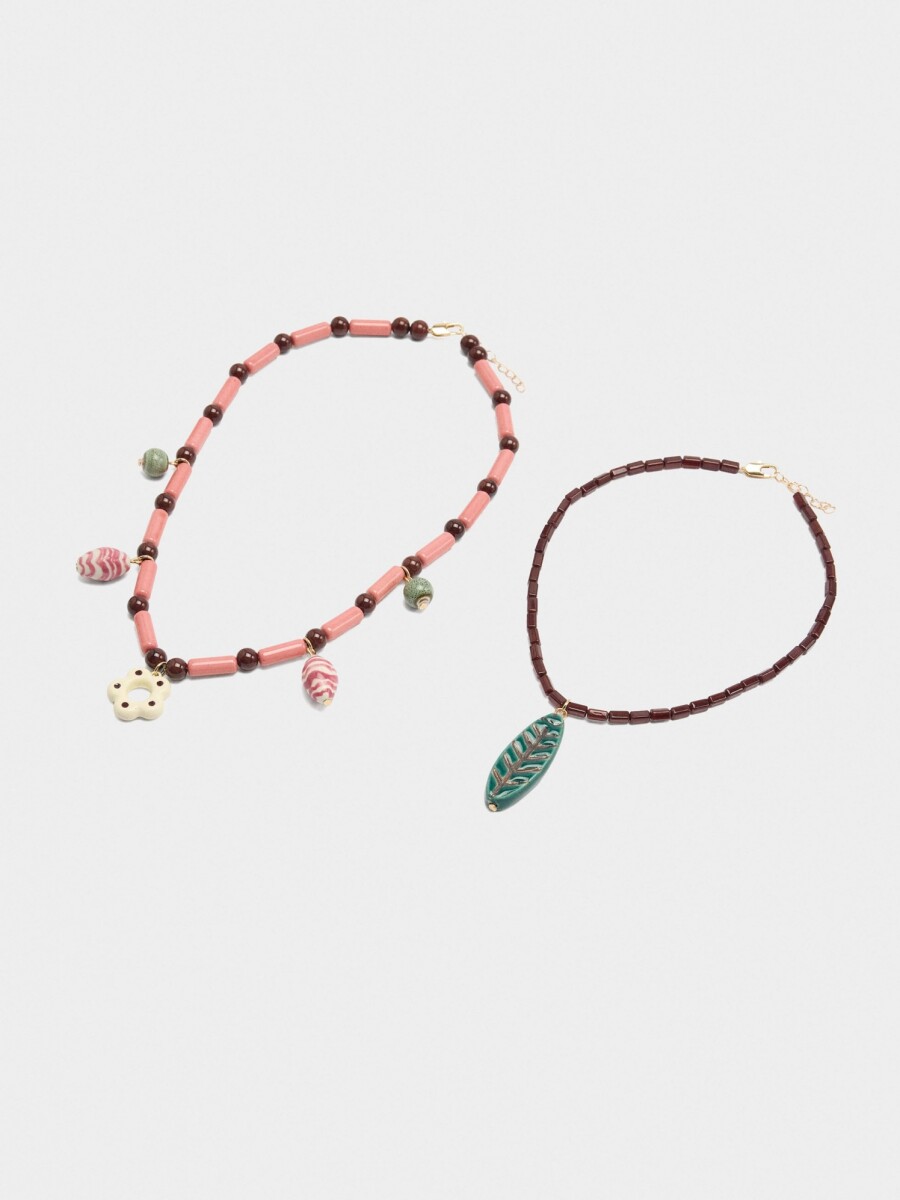 Set De Collares Con Cerámica multicolor