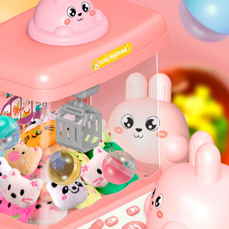 Máquina Infantil Grúa Juguetes Peluches Con Sonido Rosa