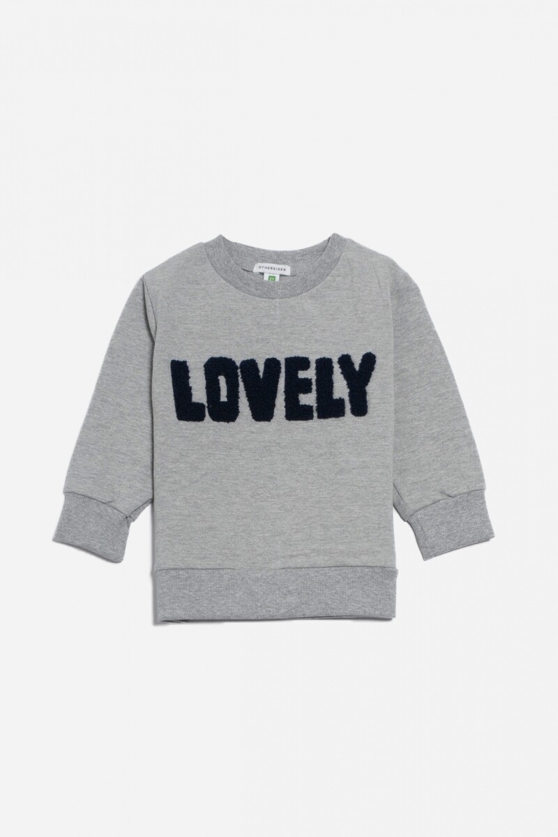 Sweatshirt con logo plush aplicado GRIS MELANGE