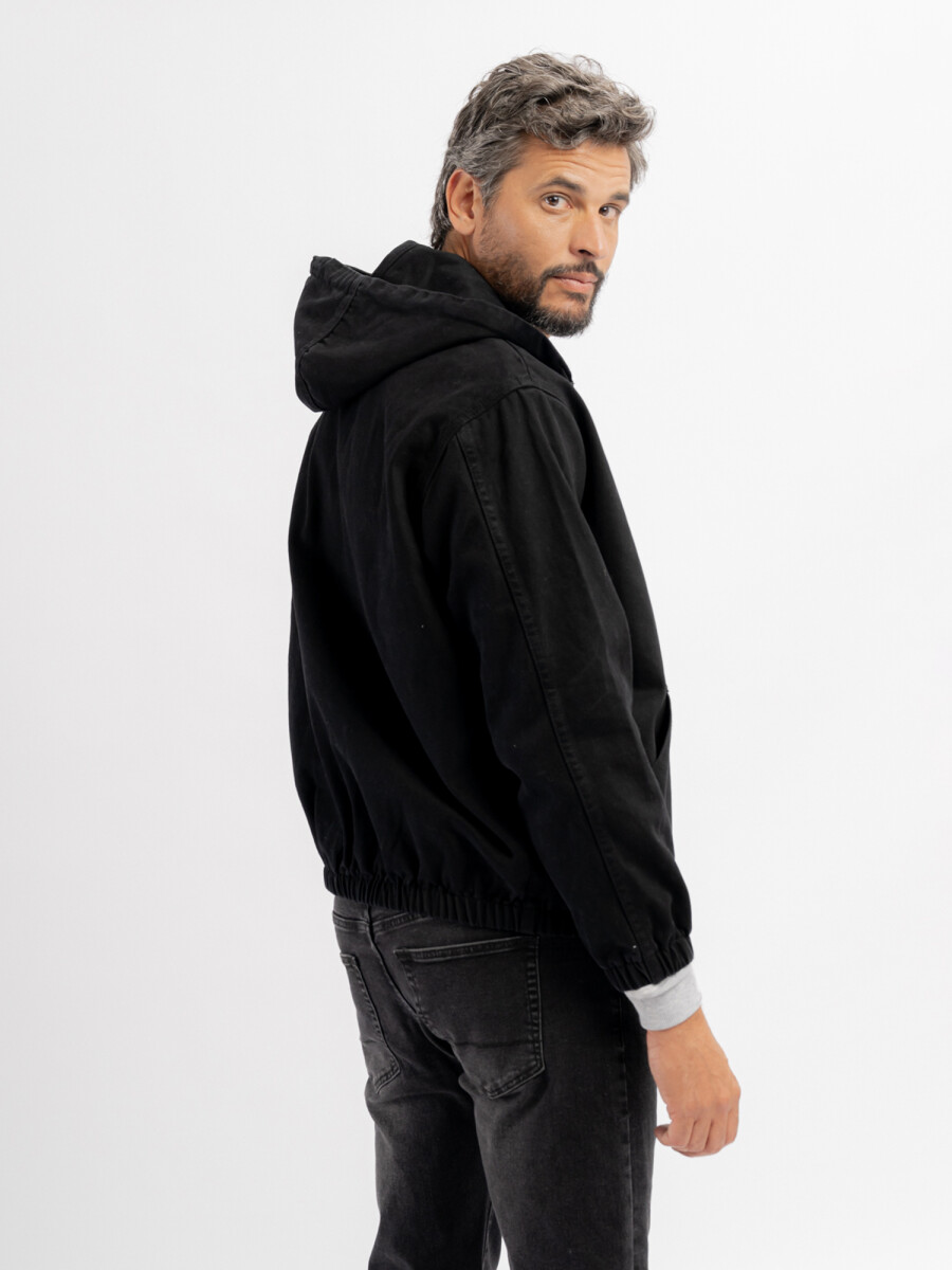 Campera jean con capucha 