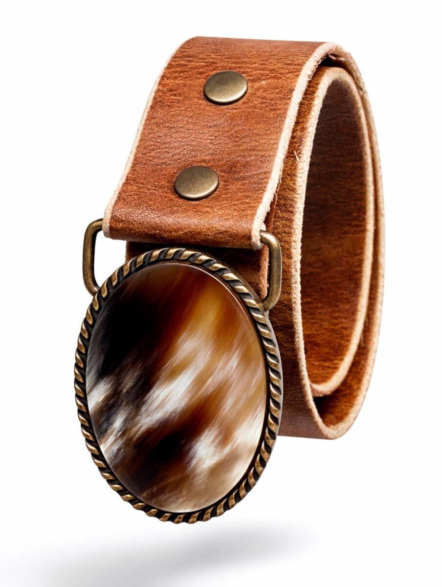 Cinto Cuero crudo y guampa - Ovalado 2 