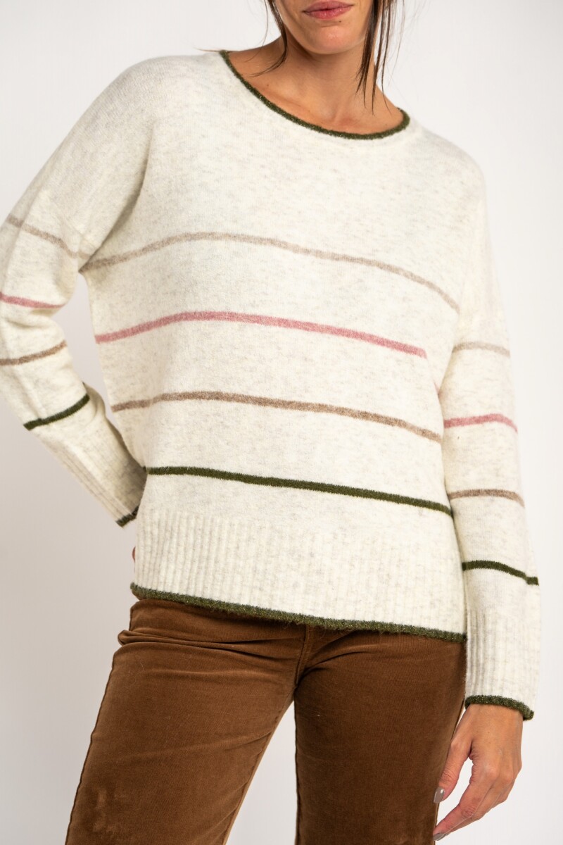 Sweater Rayado - Nácar 