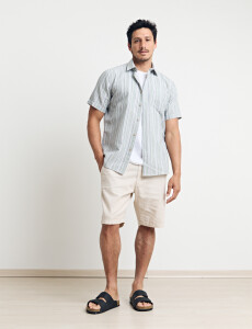 012634 CAMISA HARRINGTON LABEL Natural/azul