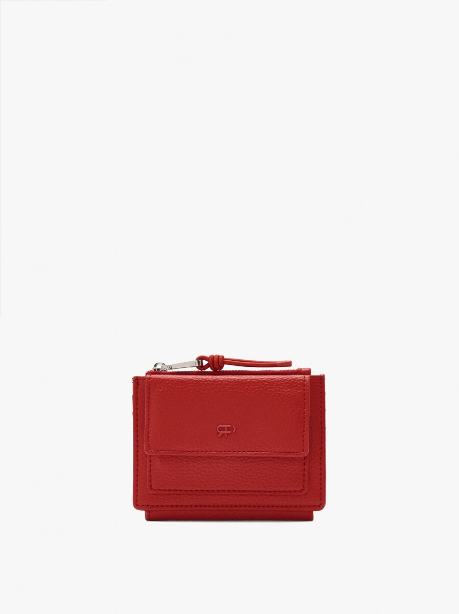 Tarjetero Con Textura Y Solapa - rojo 