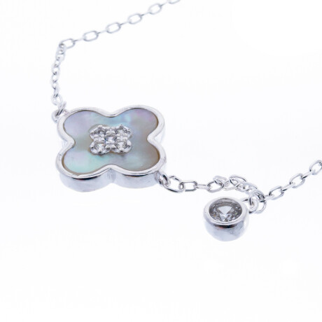 Pulsera de plata 925, nacar y circonia, FLOR. Pulsera de plata 925, nacar y circonia, FLOR.