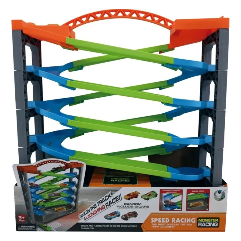 Pista Speed Racing 5 Pisos + 2 Autos Verde Pista Speed Racing 5 Pisos + 2 Autos Verde