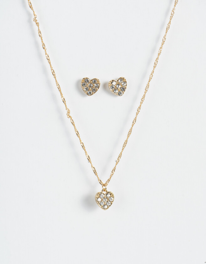 Bijouterie Set Con strass Set De Collar Y Aros Con Strass - Dorado