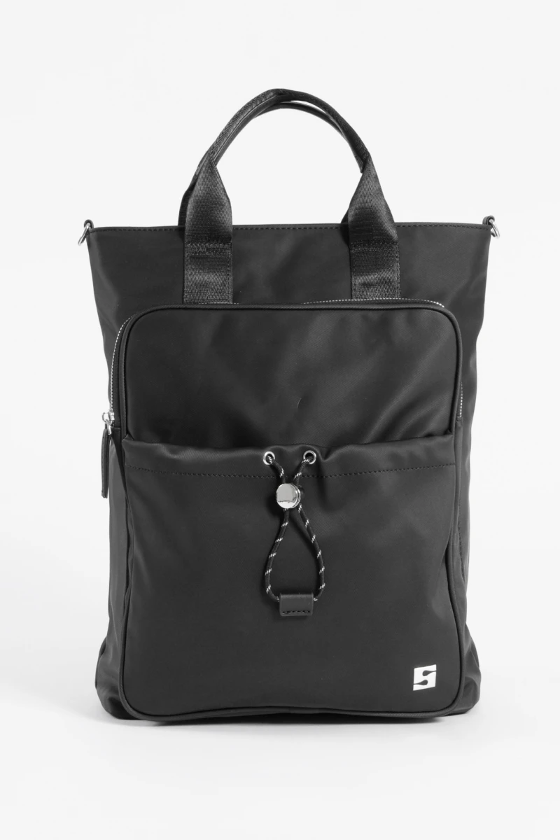 Mochila porta laptop con bolsillo fruncido negro